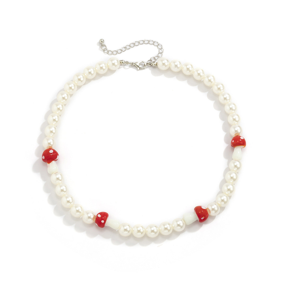Pastoral Style Mushroom Imitation Pearl Necklace