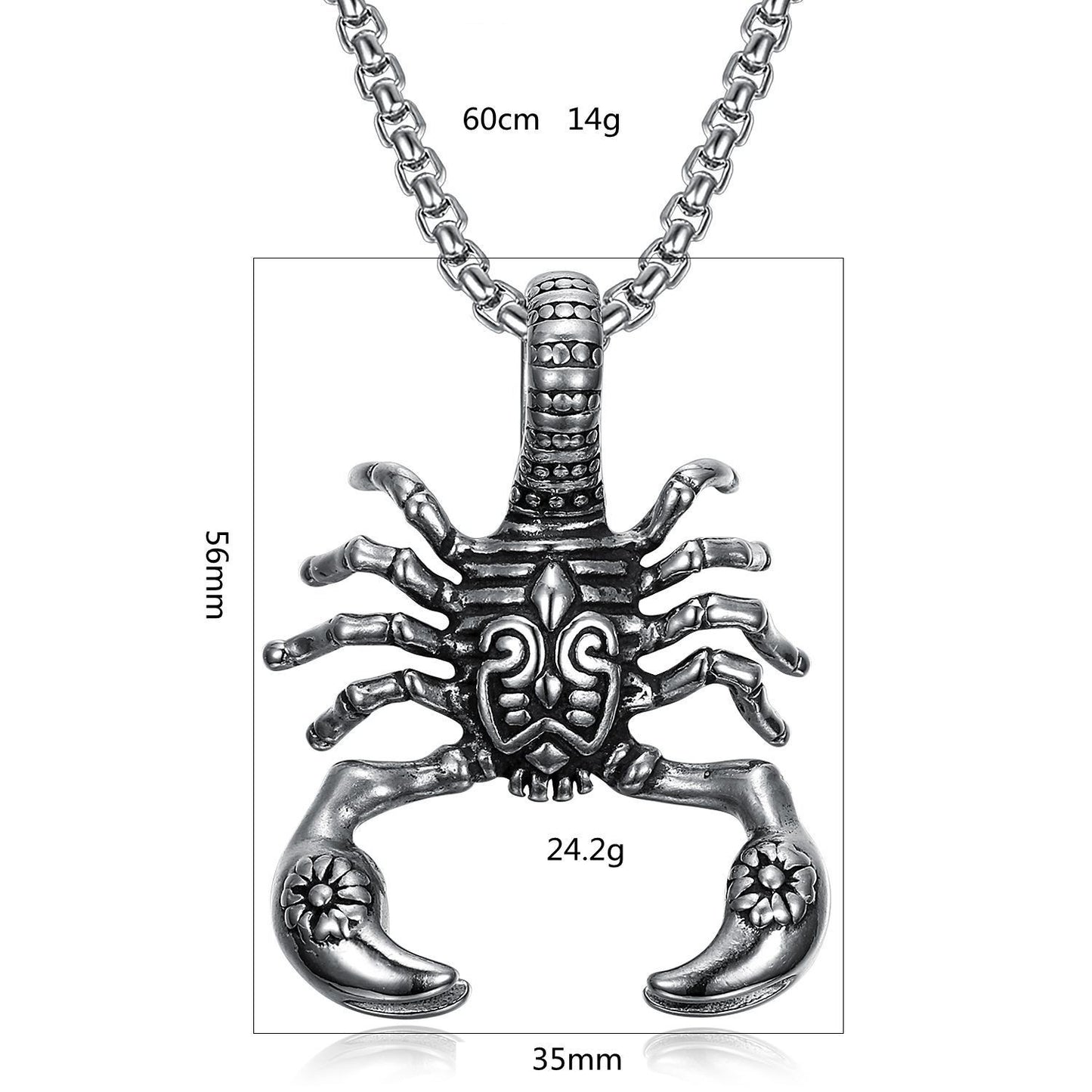Gothic Vintage Stainless Steel Scorpion Pendant Necklace