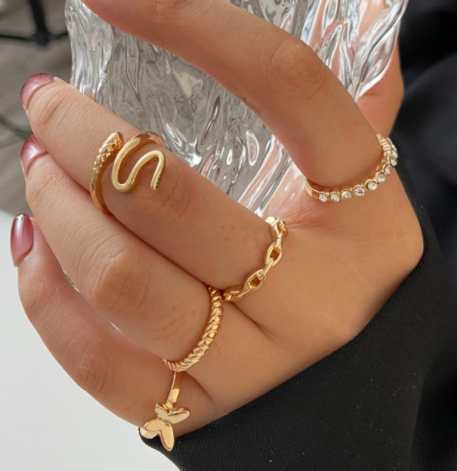 Simple Alloy Personality Chain Ring Set