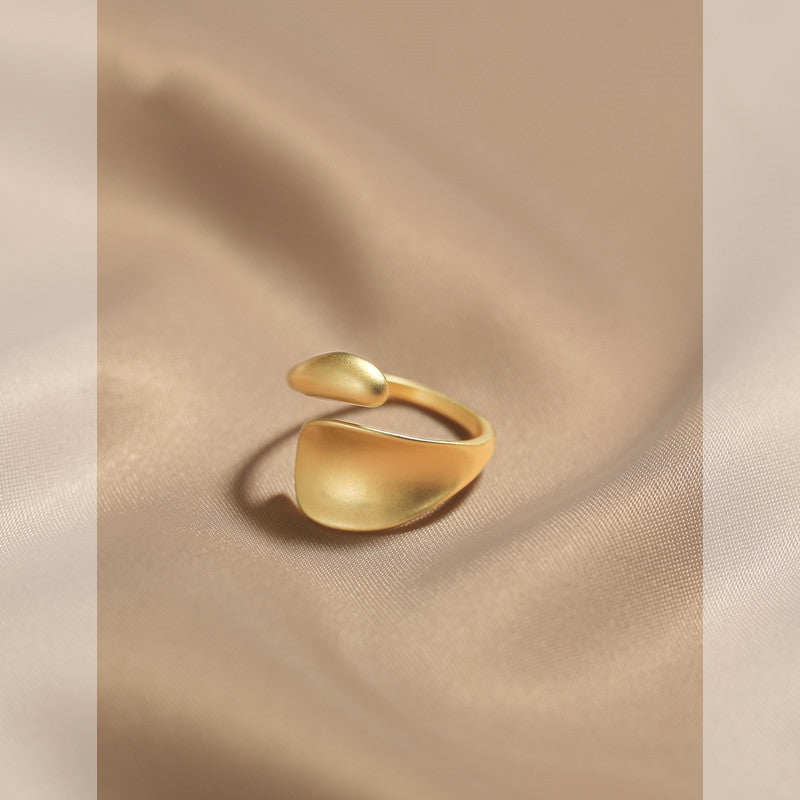 Fashion Personality Highend Sense Matte Gold Cold Wind Ring