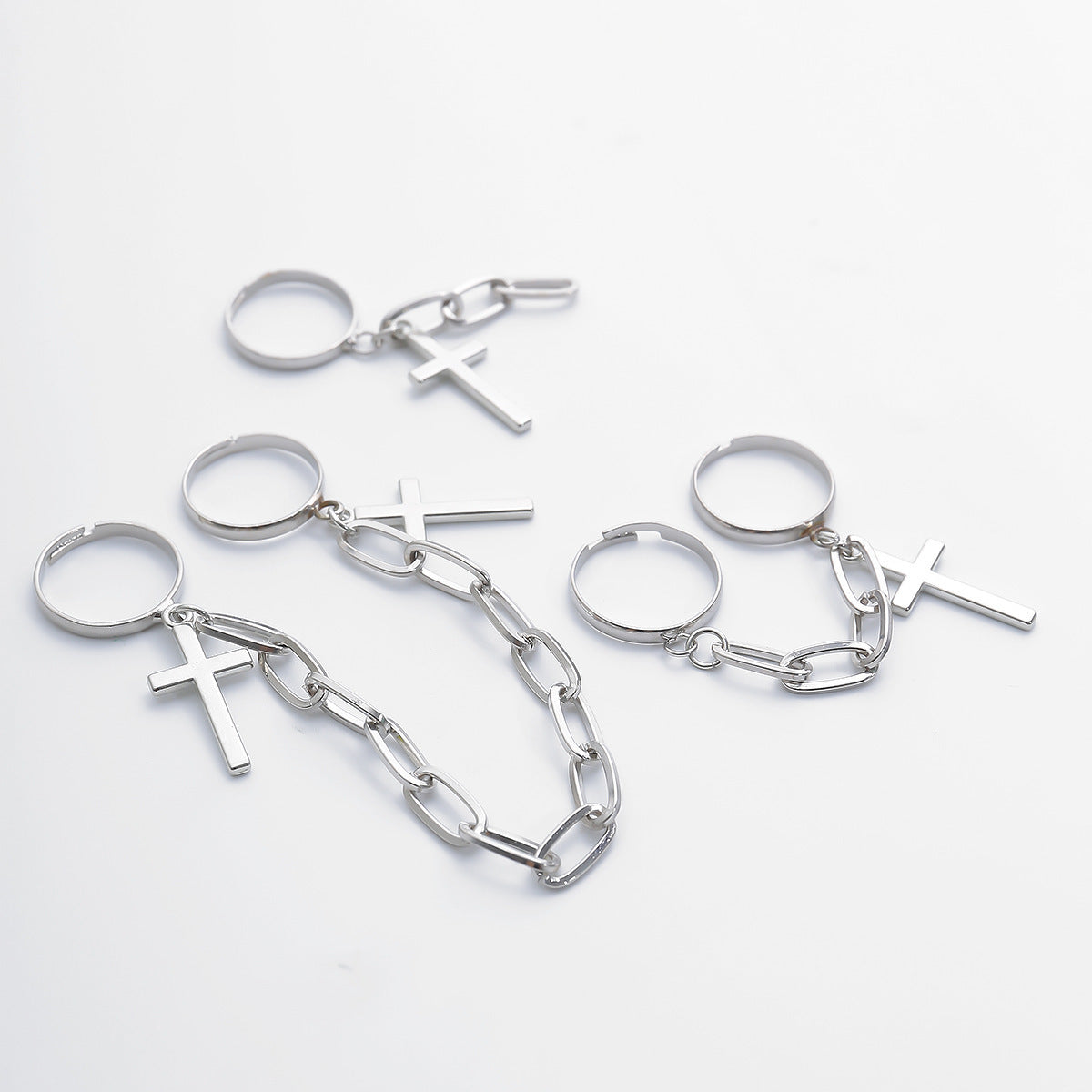 Creative Personality Cross Tassel Ring Set
