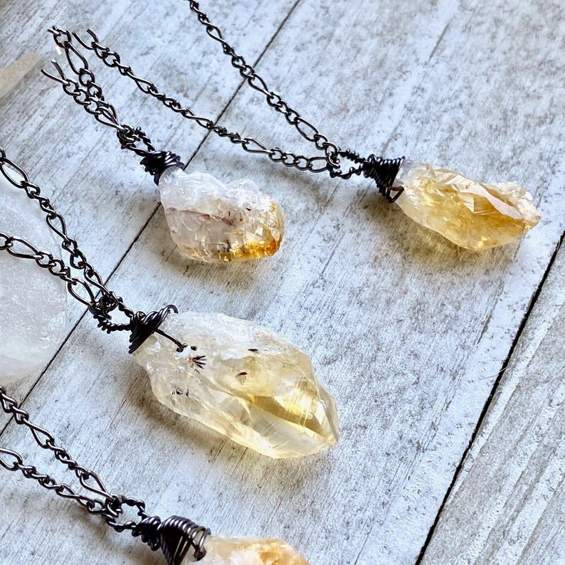 Citrines Quartz Stone Irregular Necklace