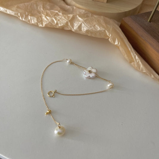 Natural Freshwater Pearl 14K Gold Pearl Bracelet