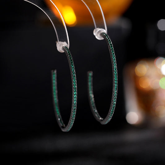 Ladies Silver Needle Niche Temperament Geometric Hoop Earrings