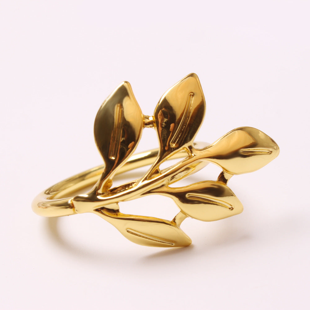 Gold-plated 5-petal Leaf Napkin Ring Fashion Maple Leaf Napkin Ring Leaf