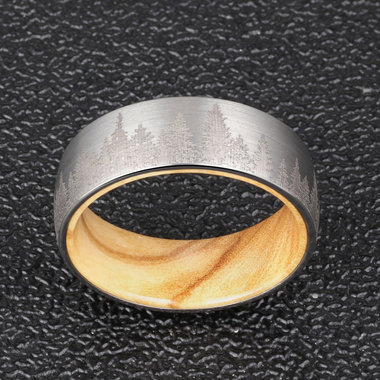 Forest Department Popular Tungsten Steel Ring Laser Forest Pattern