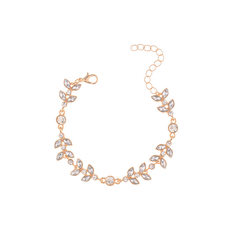 Ribbon Leaf Diamond Clavicle Chain Bracelet