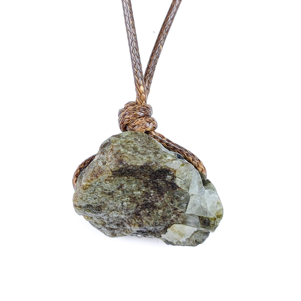 Irregular Specimen Of Natural Crystal Agate Rough Pendant Necklace