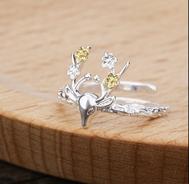 Sterling Silver Forest Antler  Temperament Elk Ring