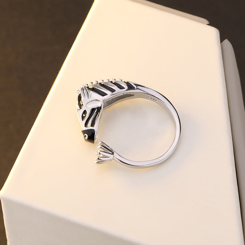 Animal-shaped Zebra Diamond Adjustable Ring