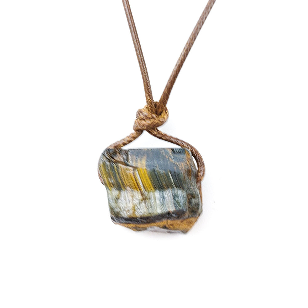 Irregular Specimen Of Natural Crystal Agate Rough Pendant Necklace