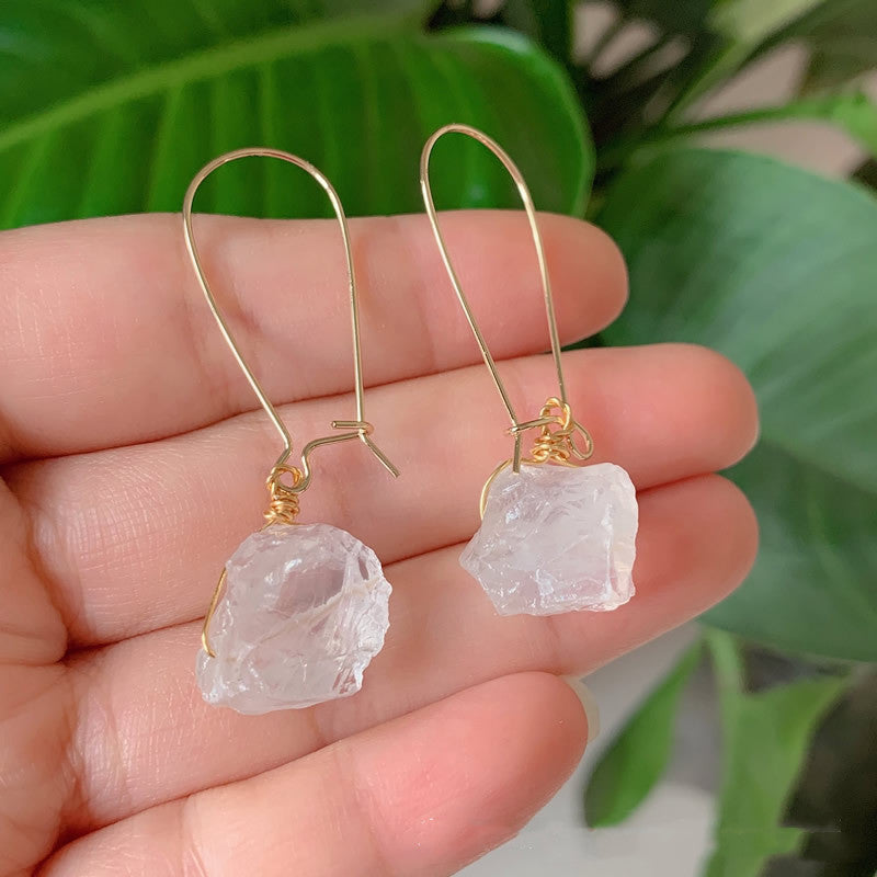 Natural Crystal  Irregular Stone Stud Earrings