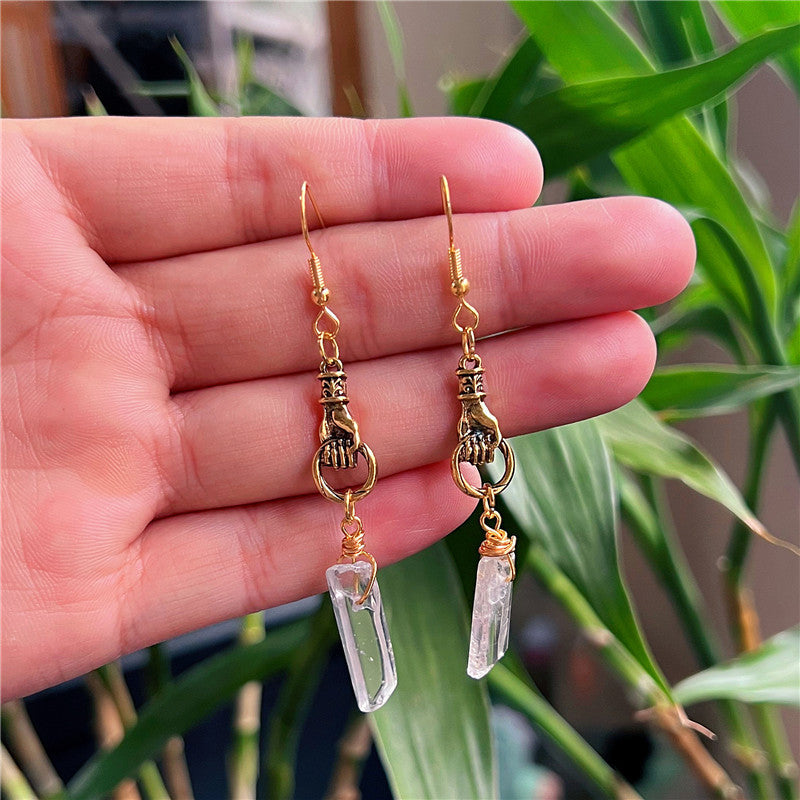 European And American Fashion New Gothic Crystal Column Earrings