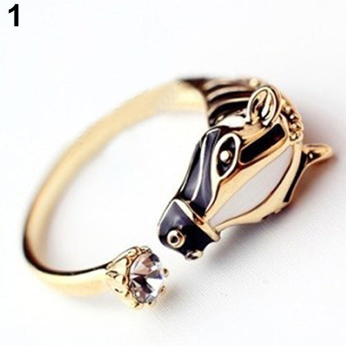 Animal-shaped Zebra Diamond Adjustable Ring