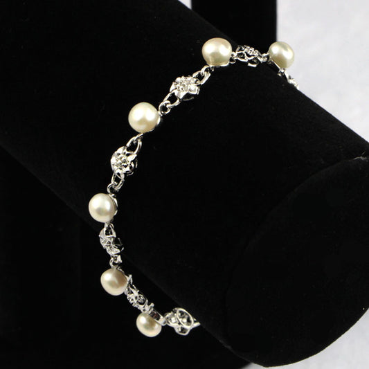 Genuine Pearl Platinum Preserving Color Bracelet