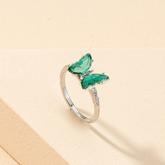 Summer Crystal Glass Butterfly Ring