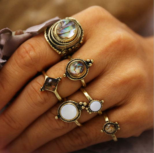 Water Drop Pebble 6-Piece Joint Ring Set