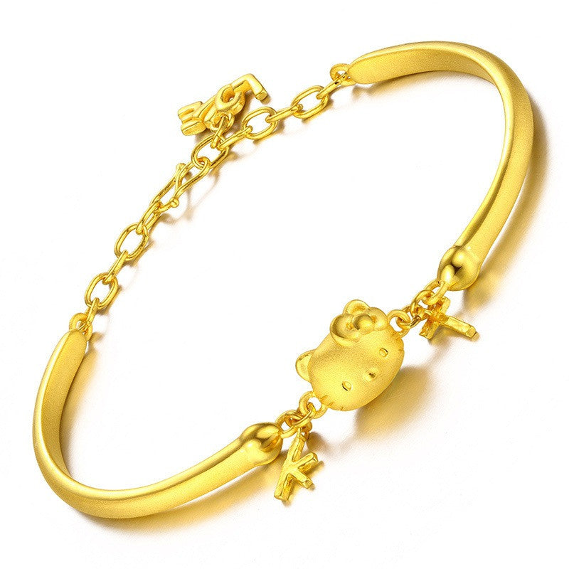 Golden Chrome Bangle With 3Ddecor