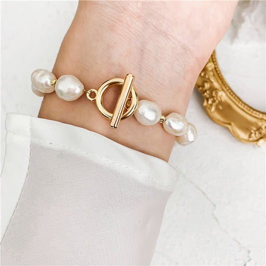 Round Gold Bracelet Pearl Bracelet