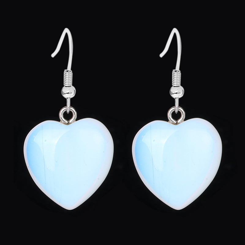 Love heart earrings natural crystal stone