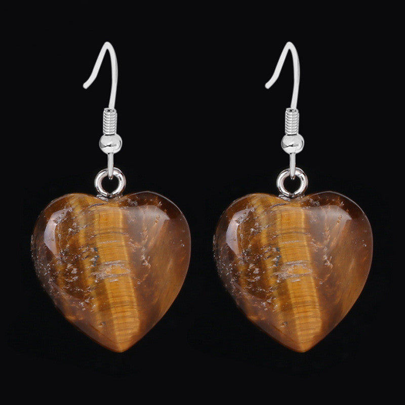 Love heart earrings natural crystal stone