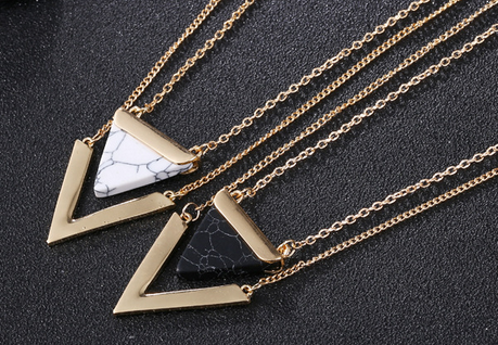 Marble Stone Triangle Necklaces