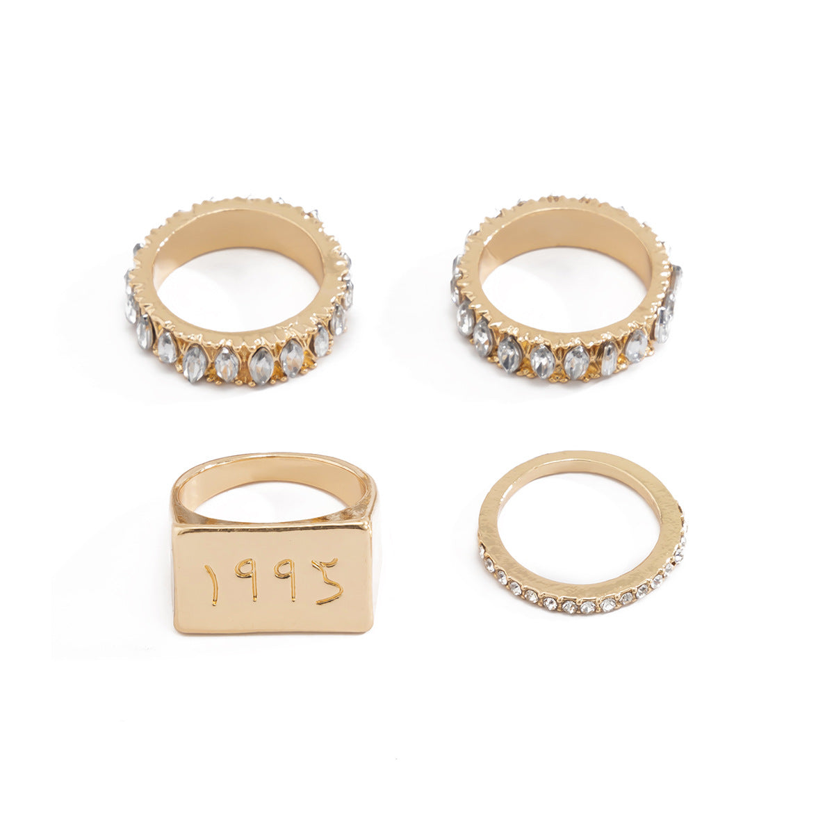 Simple Diamond Digital Embossed Set Ring