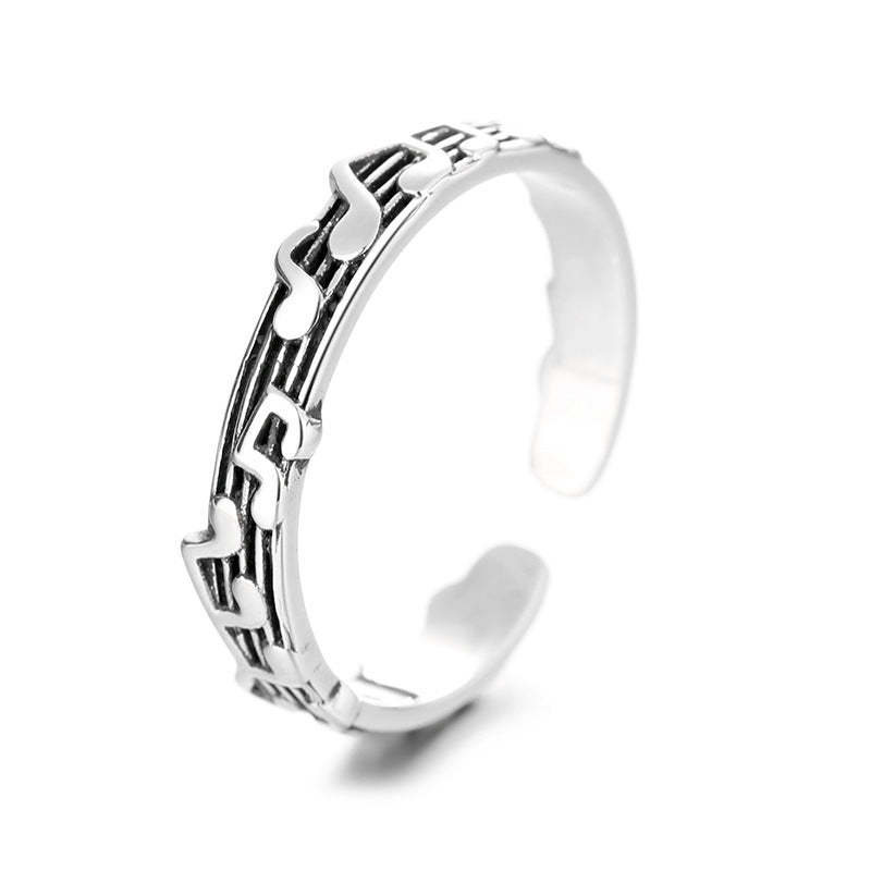 Alloy Retro Five-Line Music Score Adjustable Ring Female