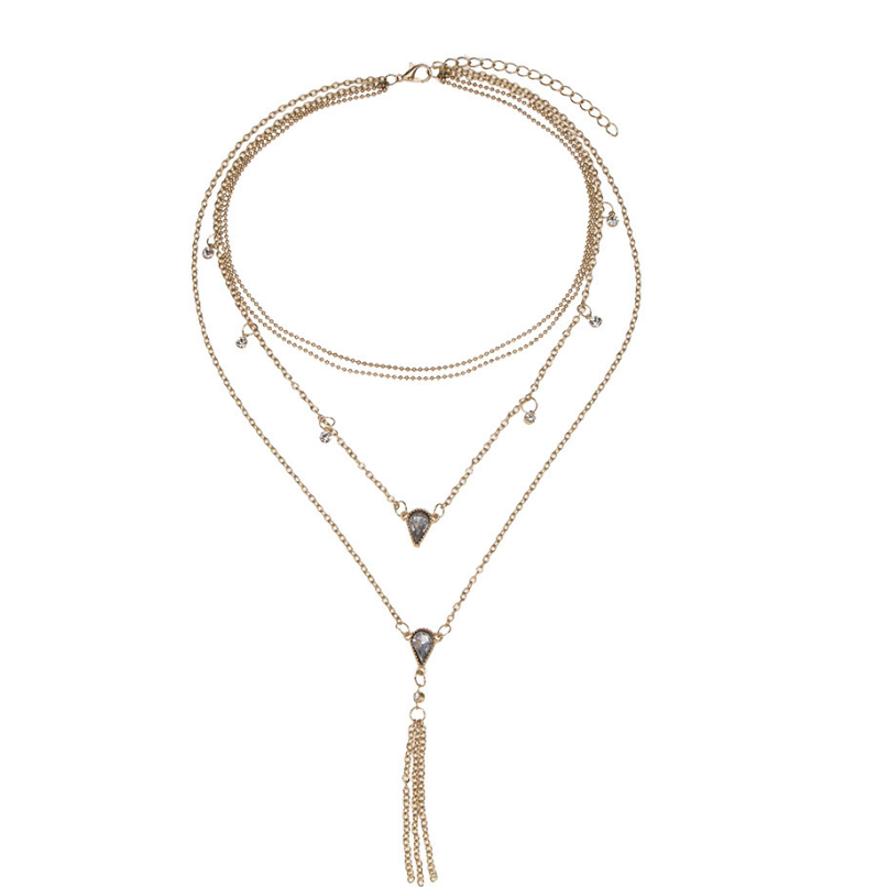 Vintage four-layer drop diamond necklace