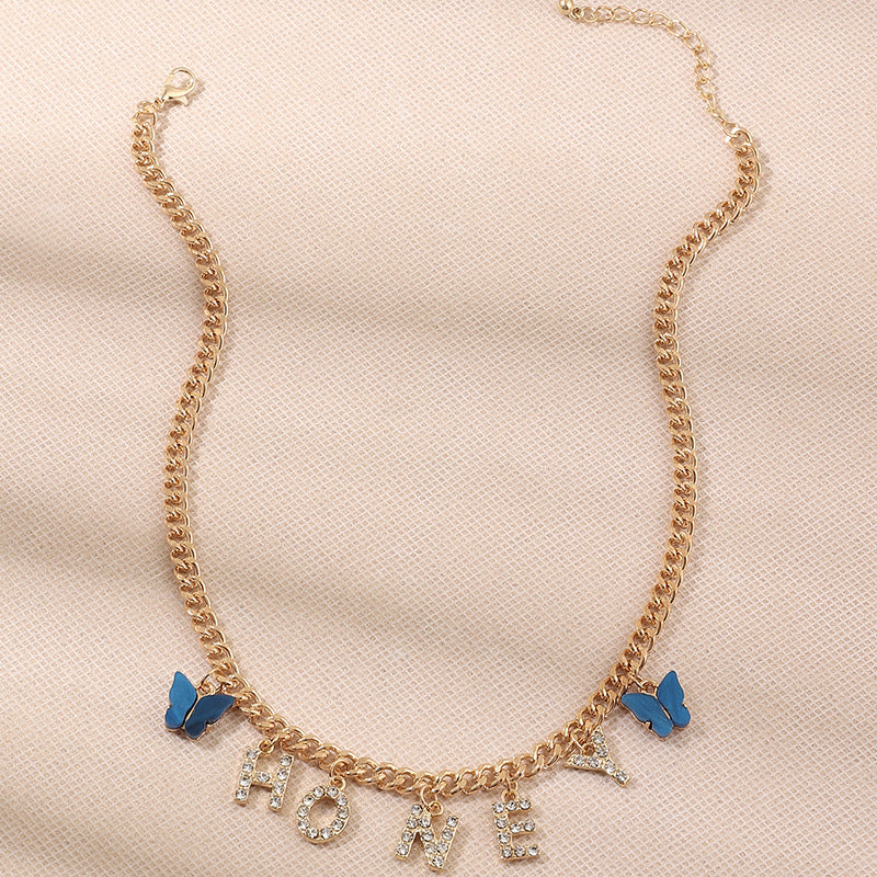 Popular diamond letter baby necklace