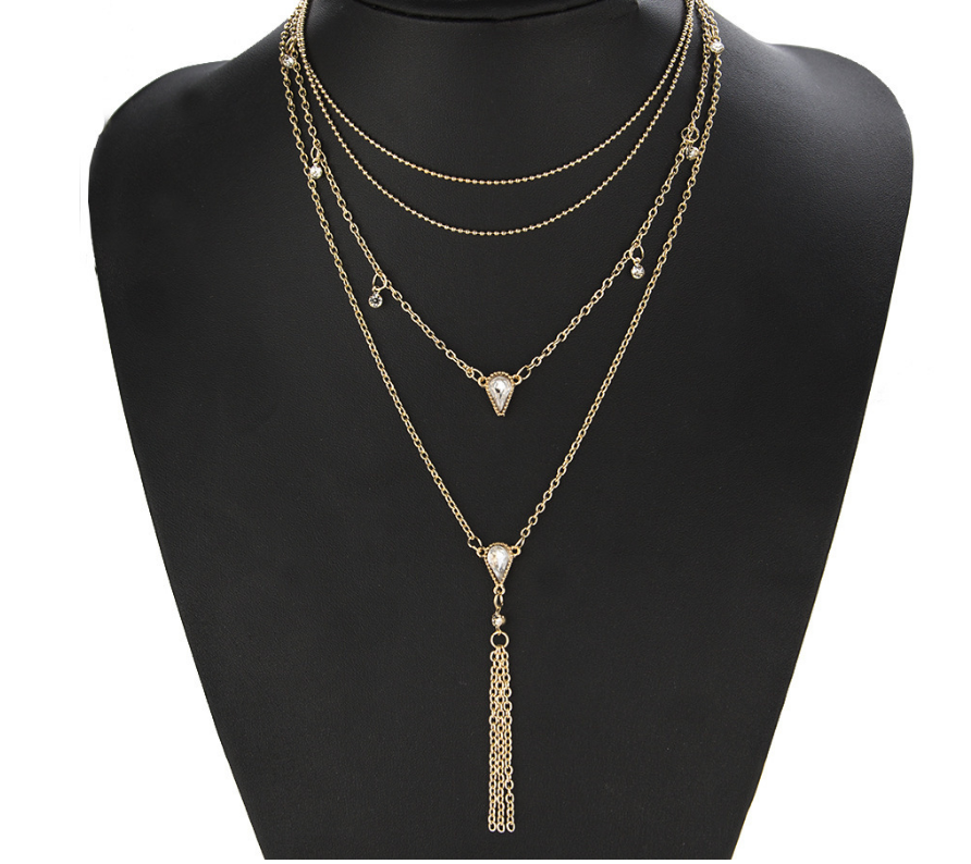 Vintage four-layer drop diamond necklace