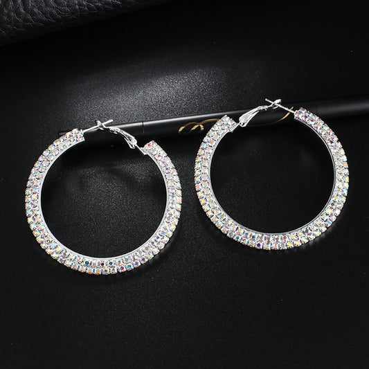 Creative Sparkling Diamond Ladies Full Diamond Round Big Earrings