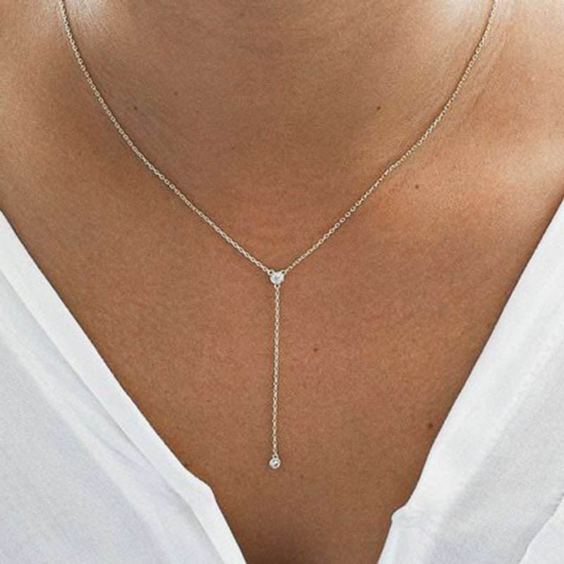 Ladies Diamond Tassel Lariat Gold Necklace