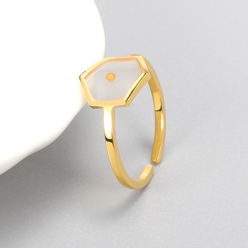 Couple Hexagon Mustard Seed Adjustable Ring