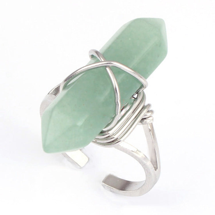 Natural Crystal Hexagon Pillar Ring