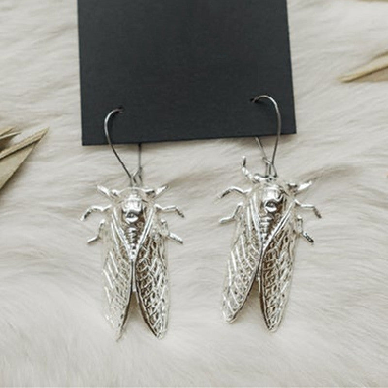 Gothic Alloy Cicada Insect Earrings European And American Jewelry