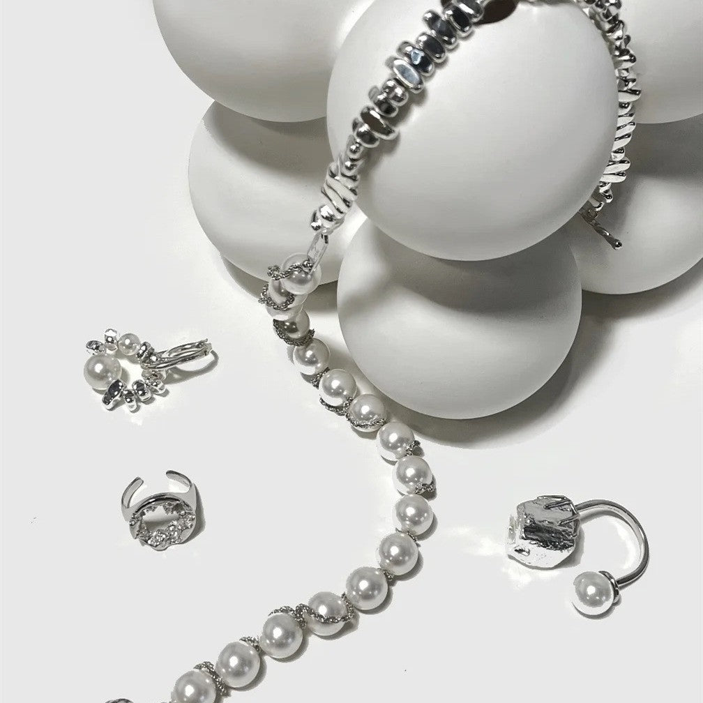 Ore Pearl Stitching Irregular Stone Necklace Bracelet
