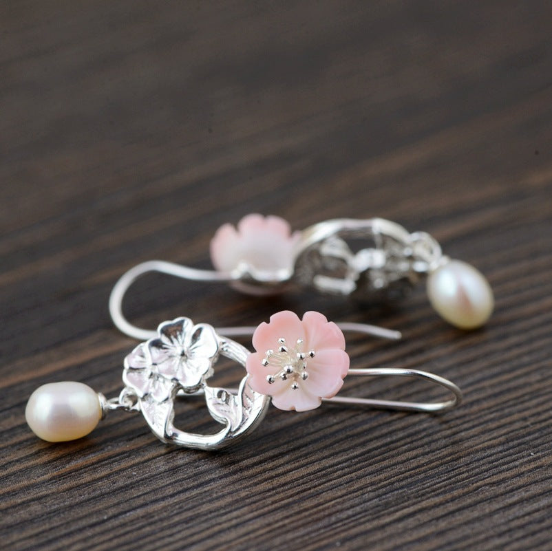 Flower and Pearl Earrings