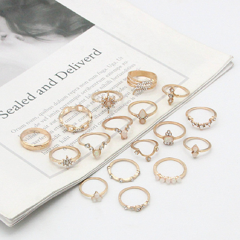 17-piece diamond drop ring set