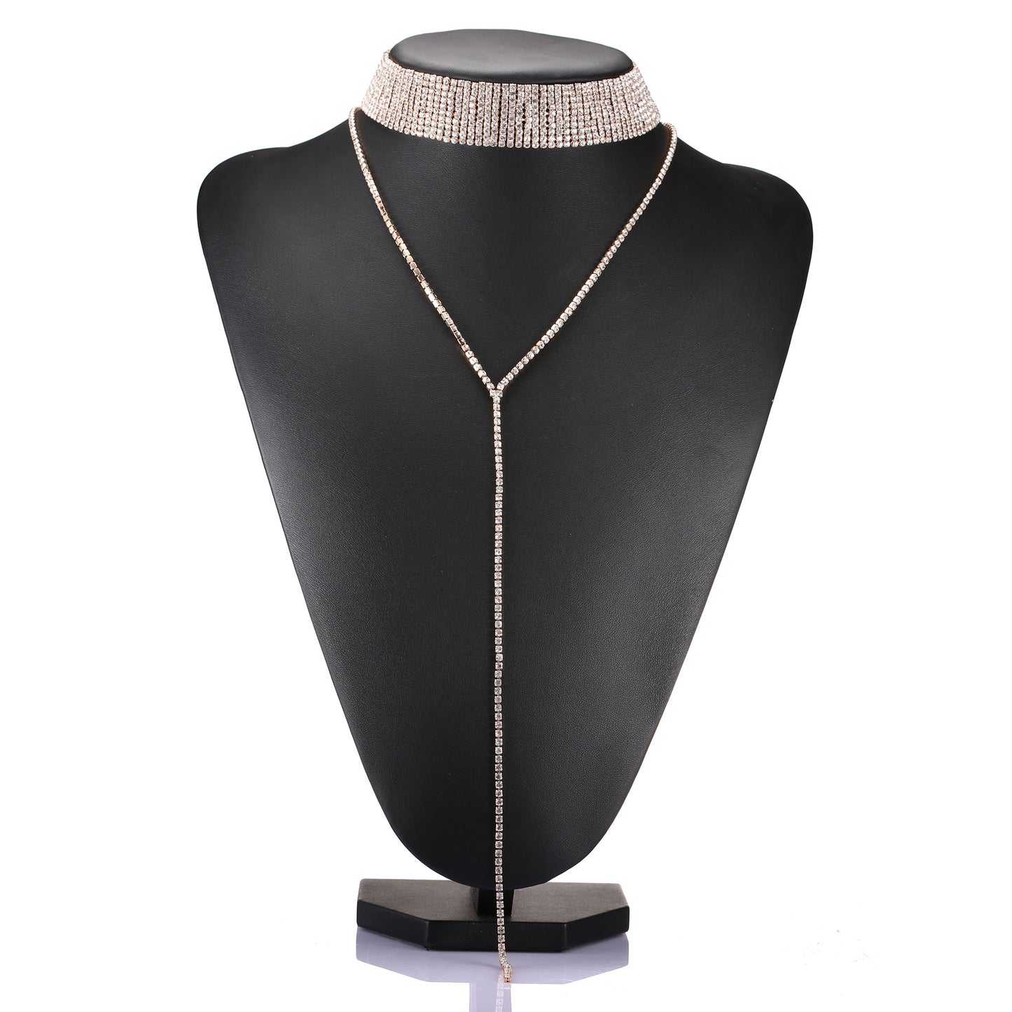 Alloy full diamond long necklace