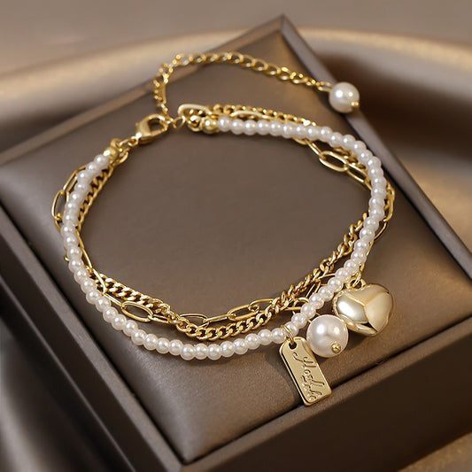 Temperament Love Brand Multilayer Bracelet Pearl Bracelet