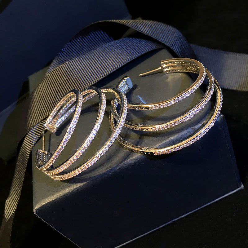 Three-layer large hoop earrings