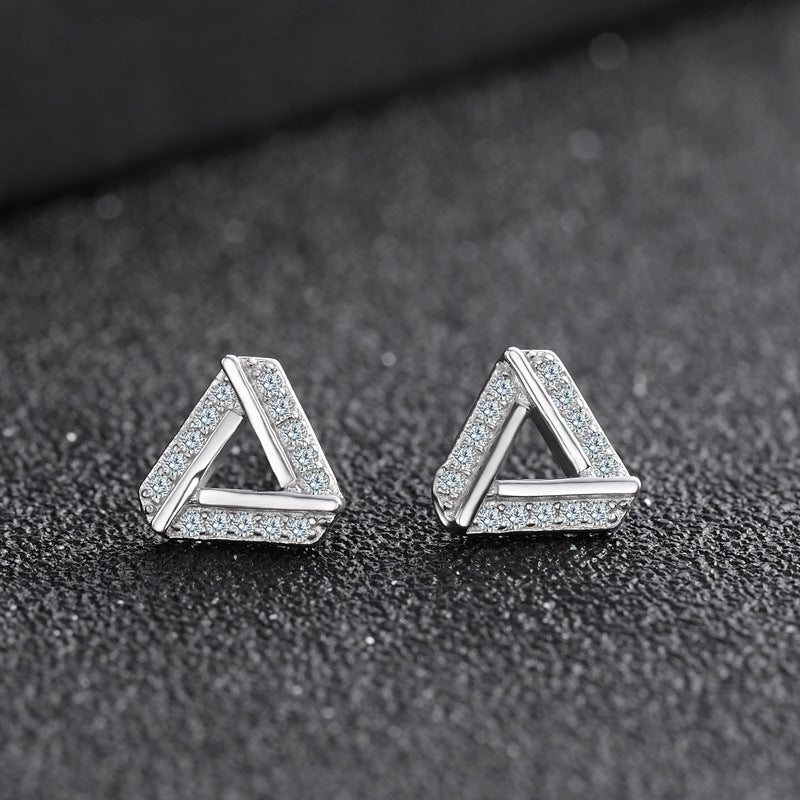 Diamond Triangle Simple Earrings