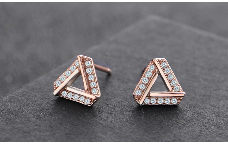 Diamond Triangle Simple Earrings