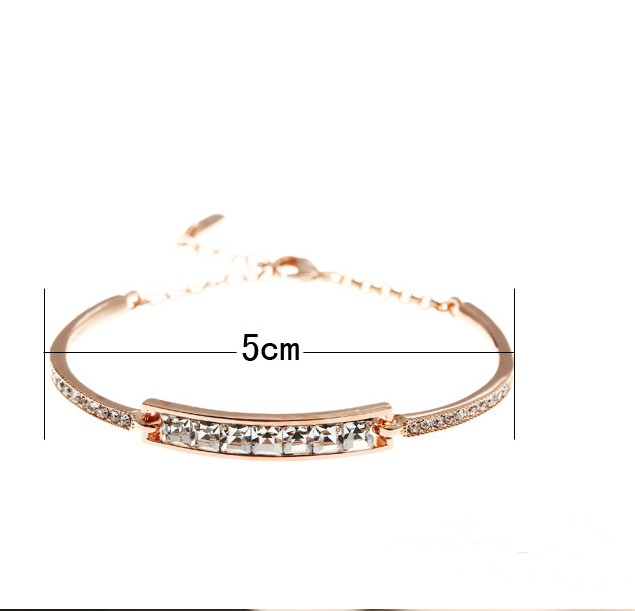 Diamond Crystal Bracelet Inlaid with Diamond Plated Gold Bracelet