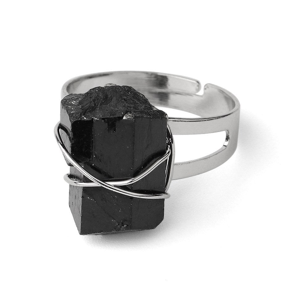 Natural crushed stone crystal ring