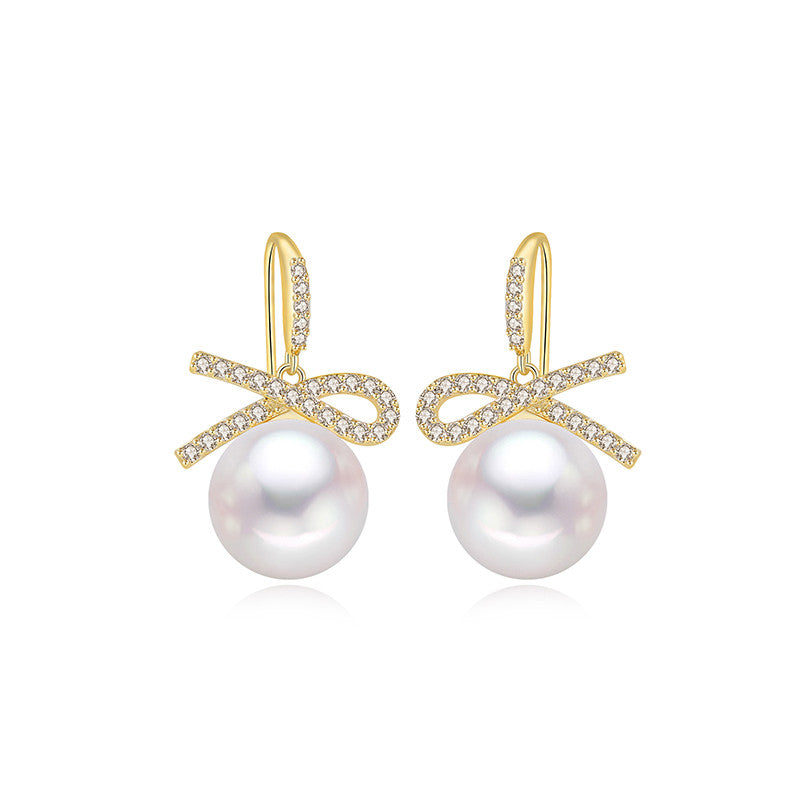 Bow pearl earrings