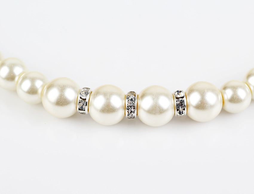 White Pearl Necklace Earring Bracelet