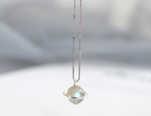 Moonstone Planet Necklace