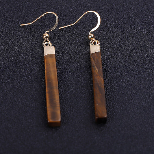 Gold Barstone Earrings Natural Stone